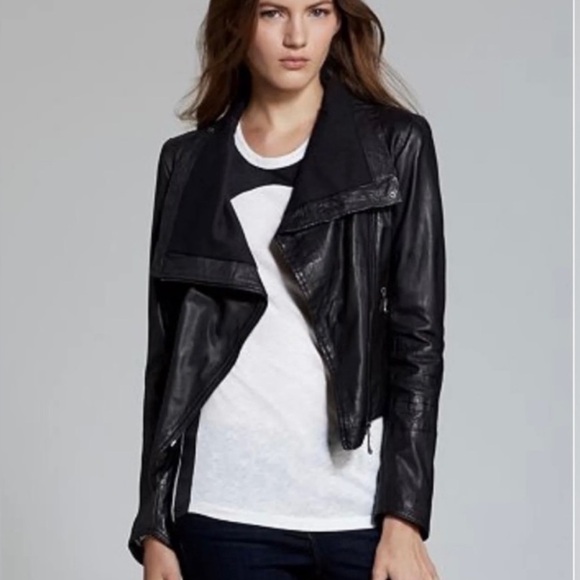 DOMA Asymetrical Genuine Leather Moto Jacket Size Small - Picture 10 of 10